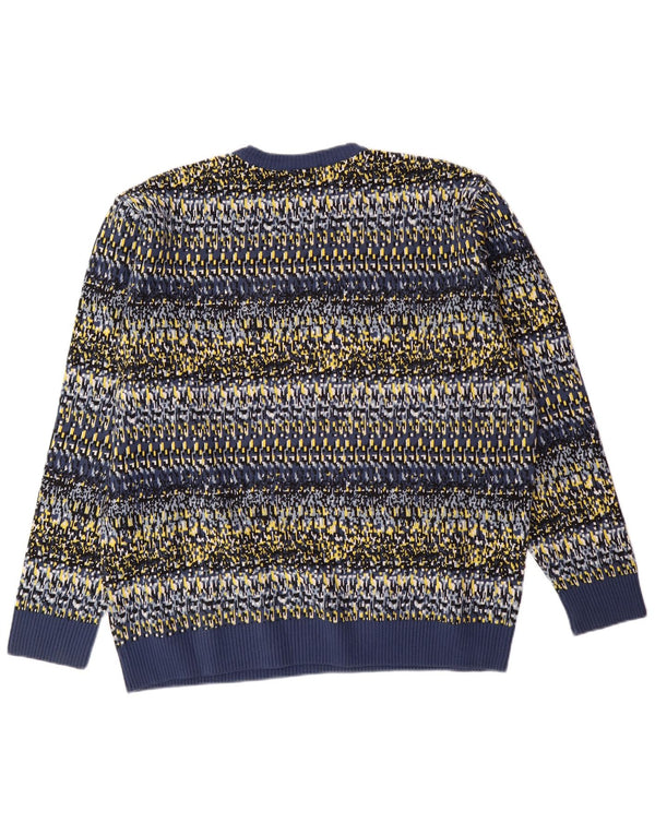 Pulover LACOSTE pentru bărbați cu gât roșu Mărimea 7 2XL Bumbac geometric albastru