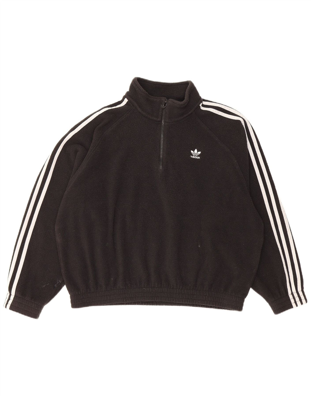 Pulover supradimensionat din lână Adidas pentru femei, cu fermoar, UK 12, poliester mediu negru