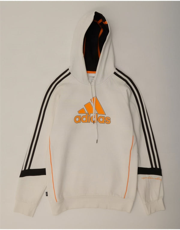 Pulover pentru bărbați Adidas Graphic Hoodie, mic, alb, din bumbac color bloc