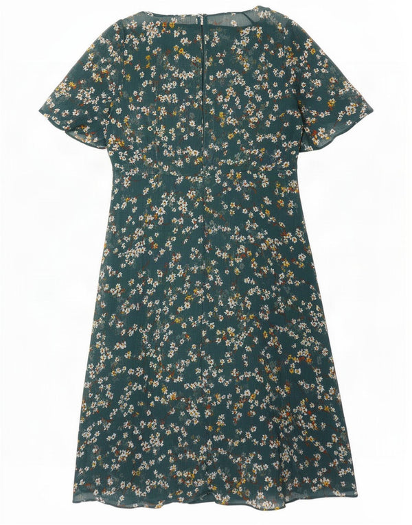 Rochie în formă de A pentru femei Marks & Spencer UK 10 Poliester cu flori, verde, mică