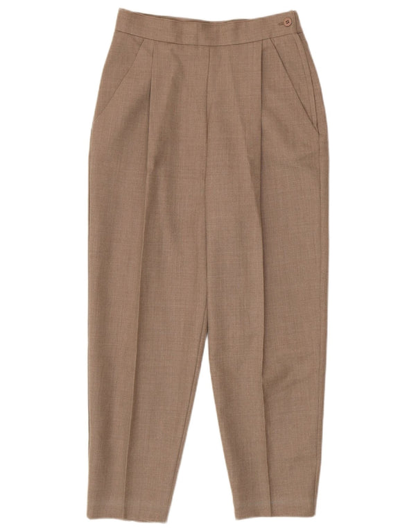 Pantaloni casual de damă vintage crop cu talie înaltă Mici W26 L24 Bej