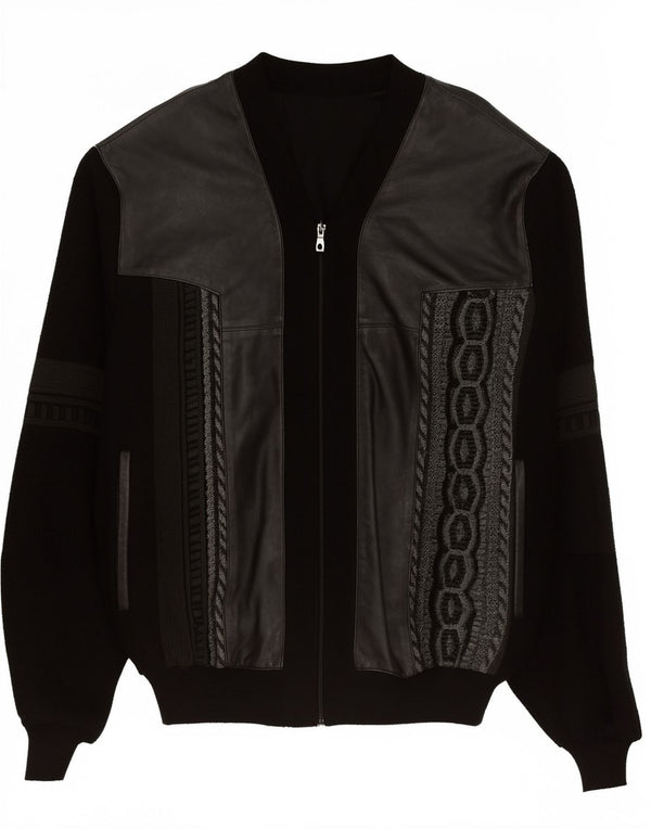 Pulover Cardigan Vintage pentru bărbați Mărimea 56 2XL Negru Patchwork