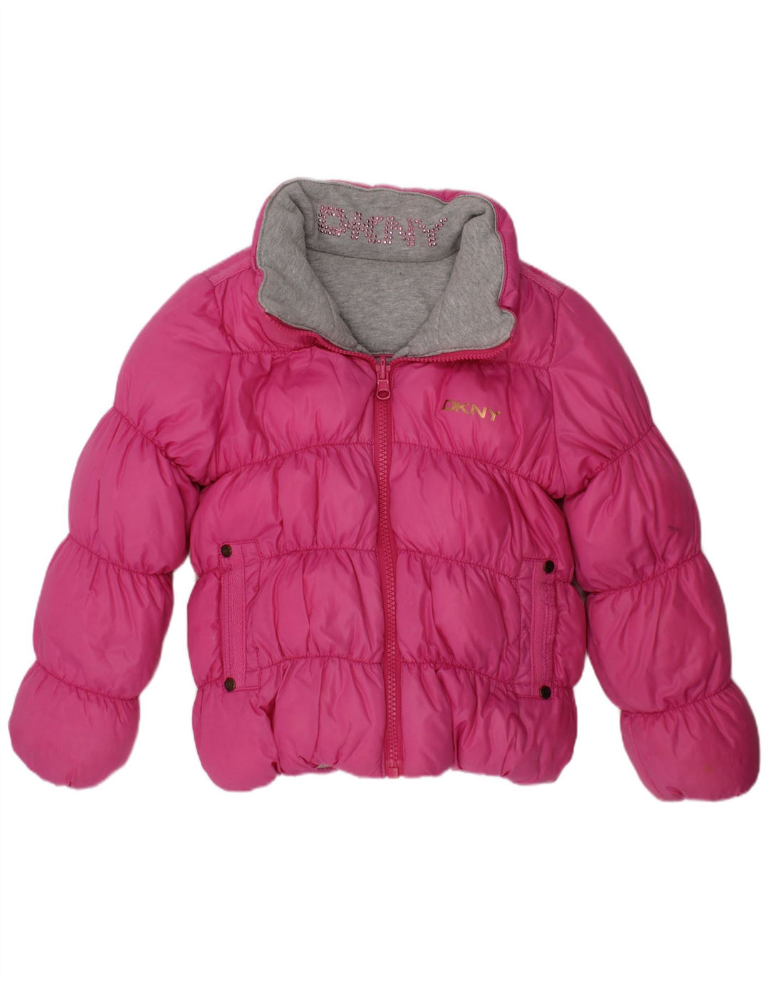 Jachetă căptușită reversibilă cu glugă pentru fete Dkny 4-5 ani poliester roz
