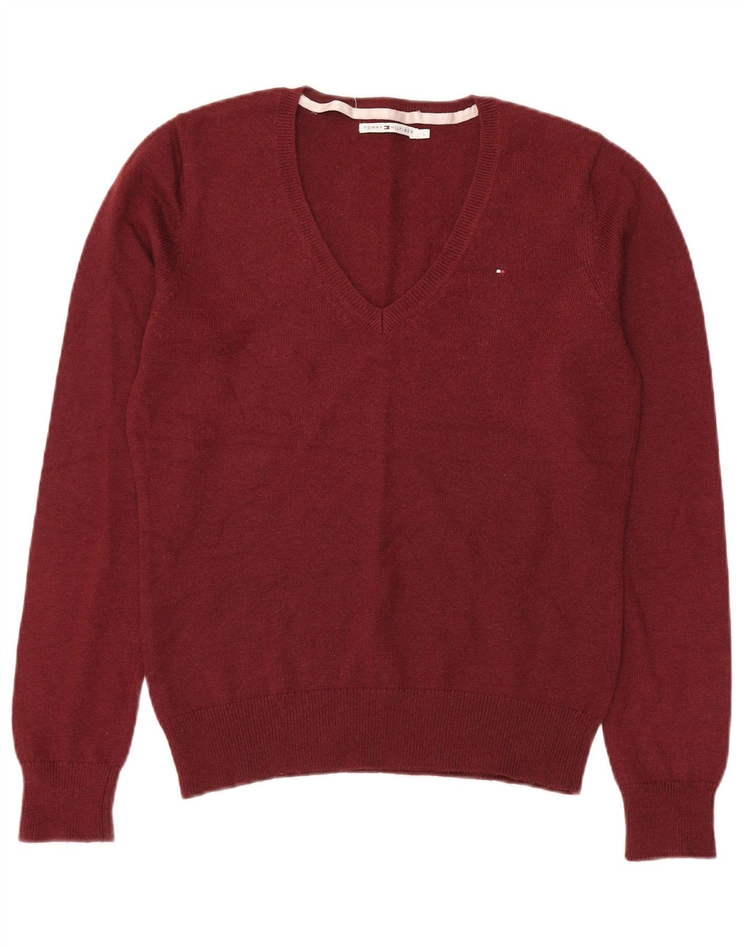 Pulover cu decolteu în V Tommy Hilfiger pentru femei UK 14 Maroon mare