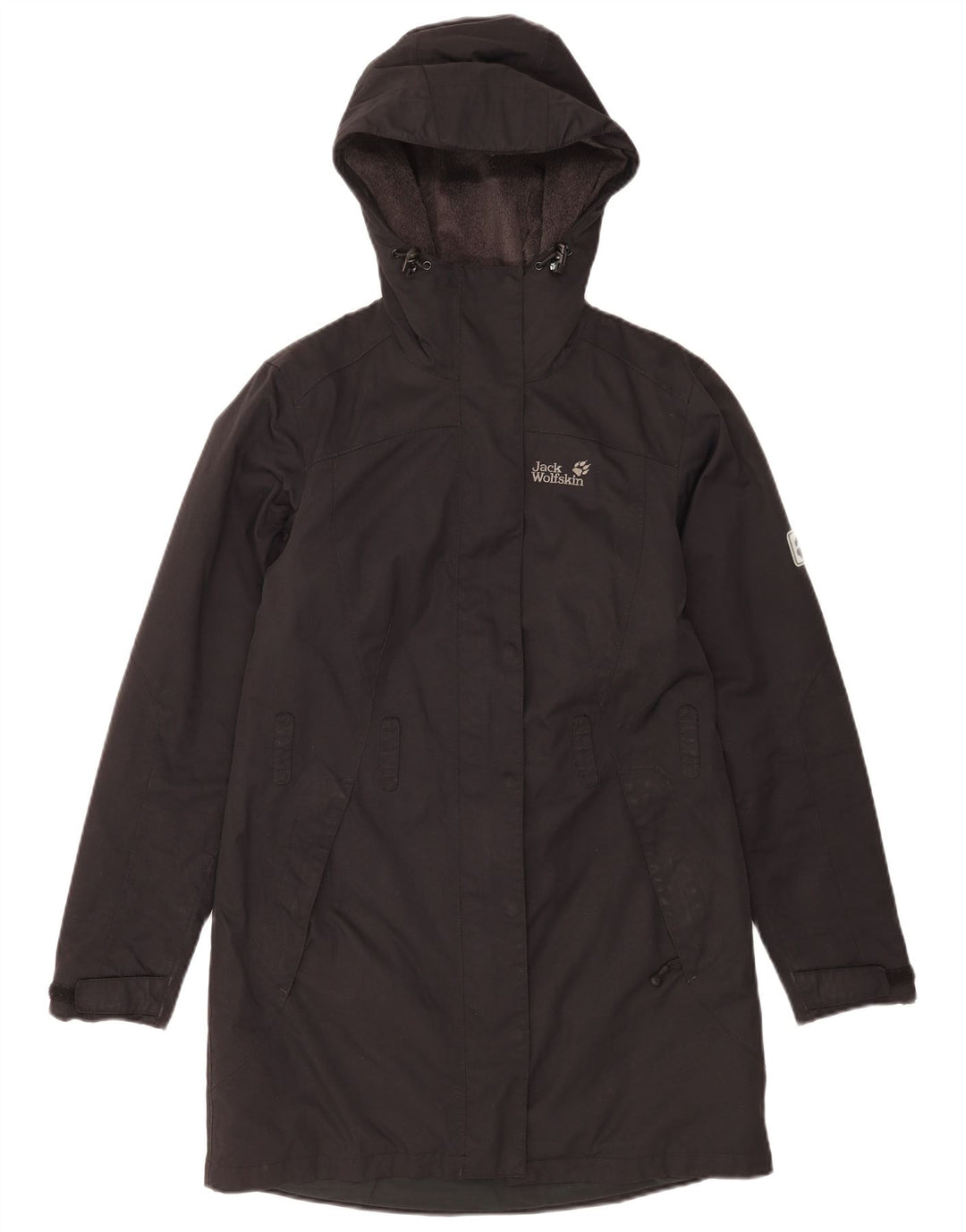 Jack Wolfskin Jachetă de vânt supradimensionată cu glugă pentru femei UK 10 Small Black