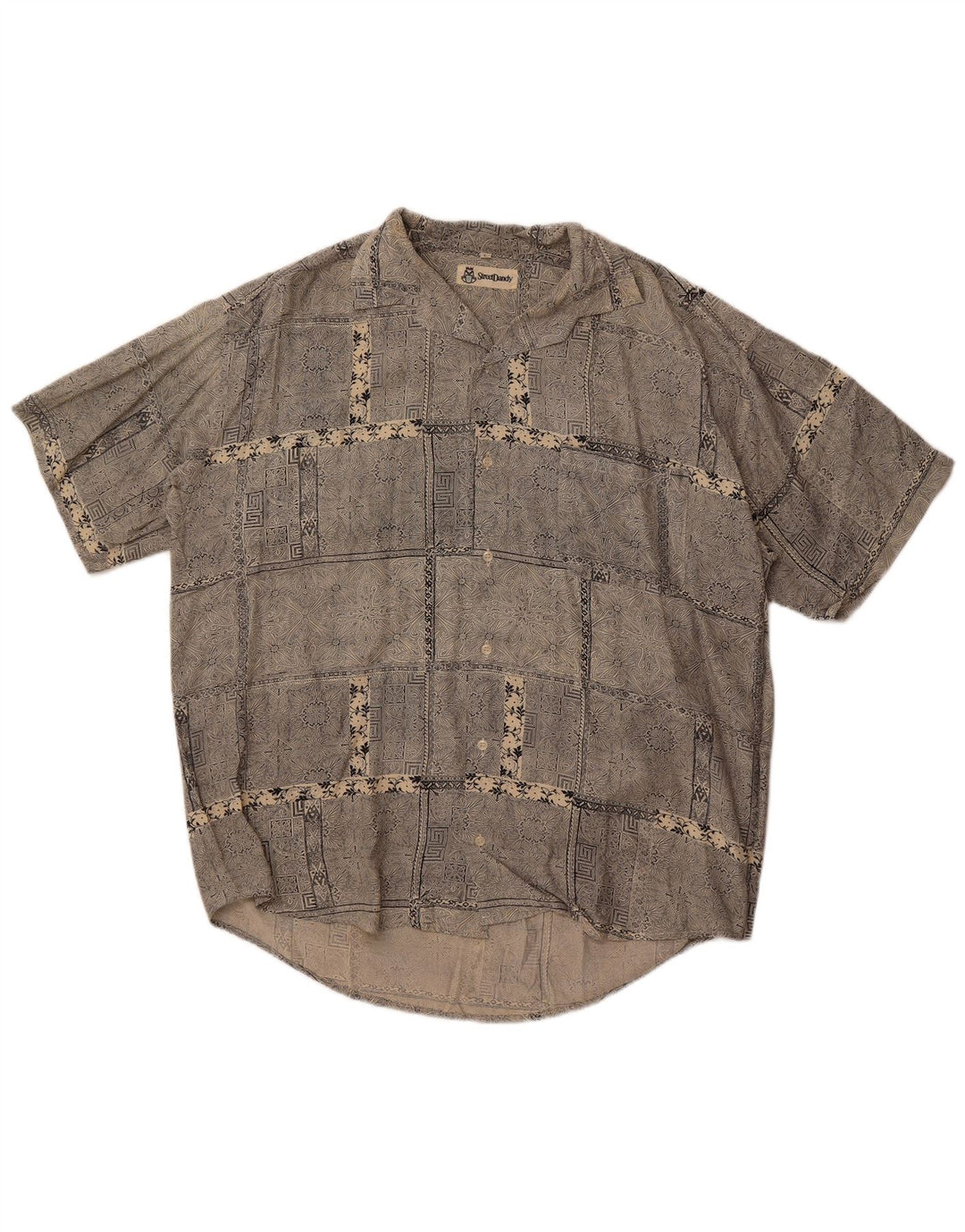 Cămașă vintage pentru bărbați cu mânecă scurtă, mare, gri cachetăl