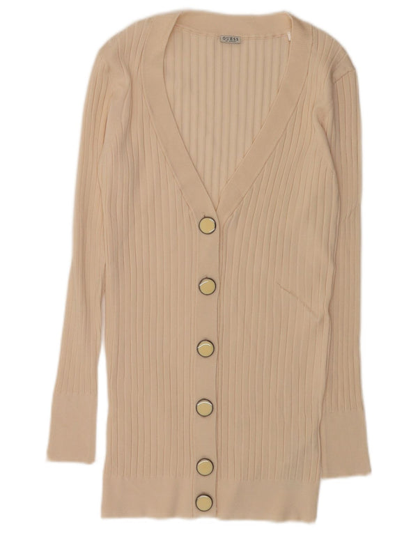 Pulover cardigan cu paragate Guess pentru femei UK 8 mic, bej, viscoză