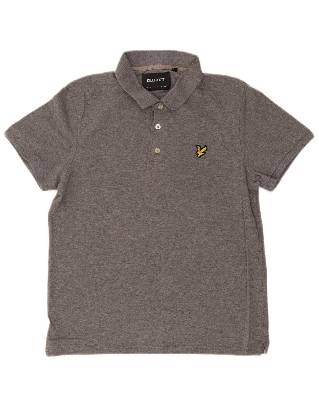 Tricou polo Lyle & Scott pentru bărbați, bumbac cu pete gri mediu