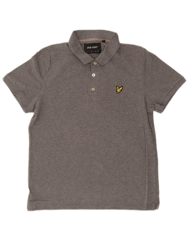 Tricou polo Lyle & Scott pentru bărbați, bumbac cu pete gri mediu