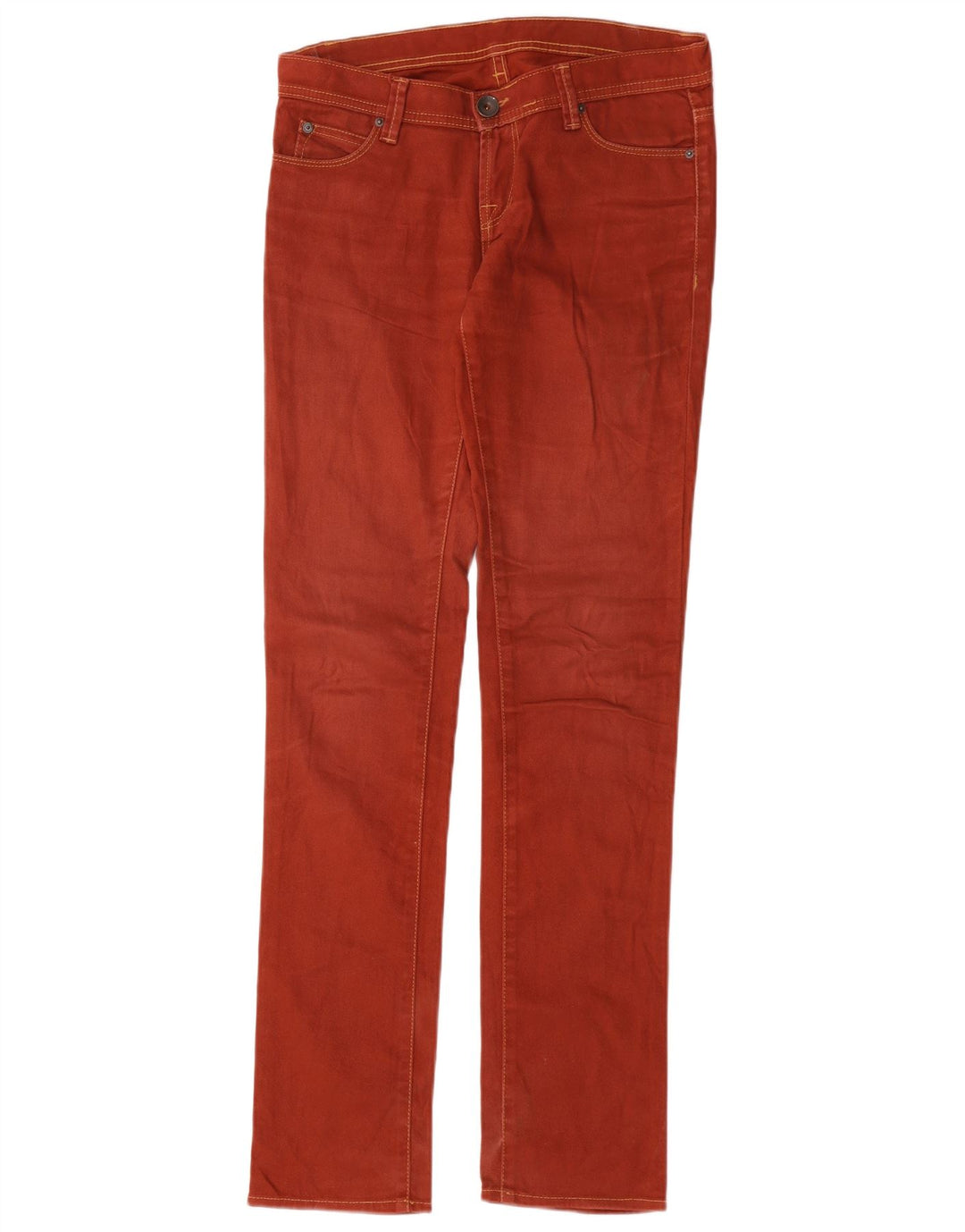 Pantaloni casual subțiri pentru femei Benetton W26 L32 roșii