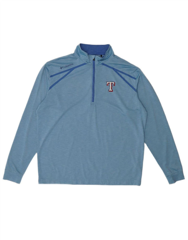 COLUMBIA Mens Golf Zip Neck Pullover Tracksuit Top Large Blue Polyester
