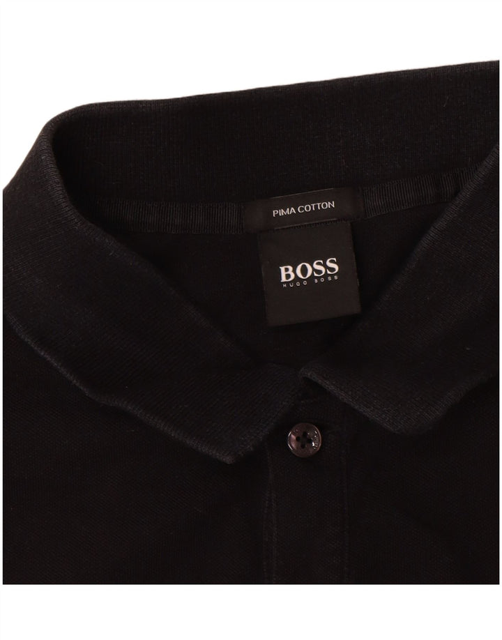 Tricou polo pentru bărbați Hugo Boss, bumbac negru mare