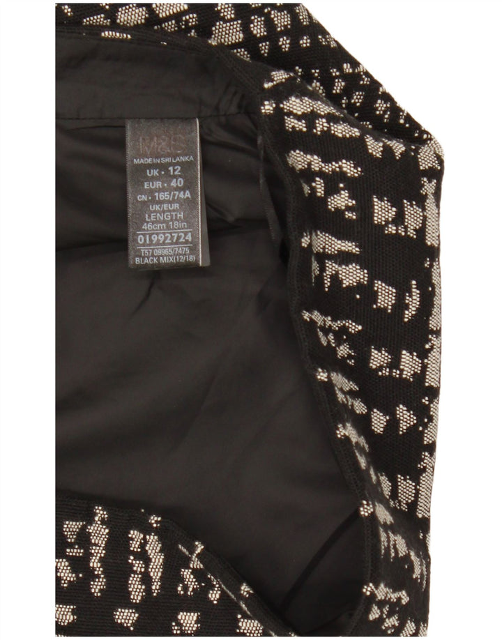 Fusta mini pentru femei Marks & Spencer UK 12 Medium W31 Bumbac geometric negru