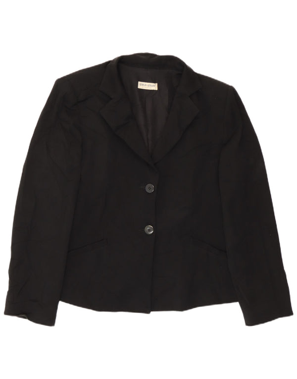 Jachetă blazer pentru femei Giorgio Armani cu 2 nasturi UK 14 Medium Black