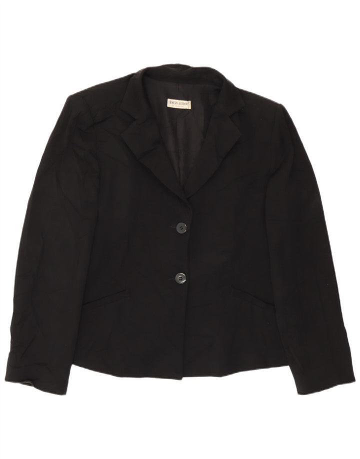 Jachetă blazer pentru femei Giorgio Armani cu 2 nasturi UK 14 Medium Black