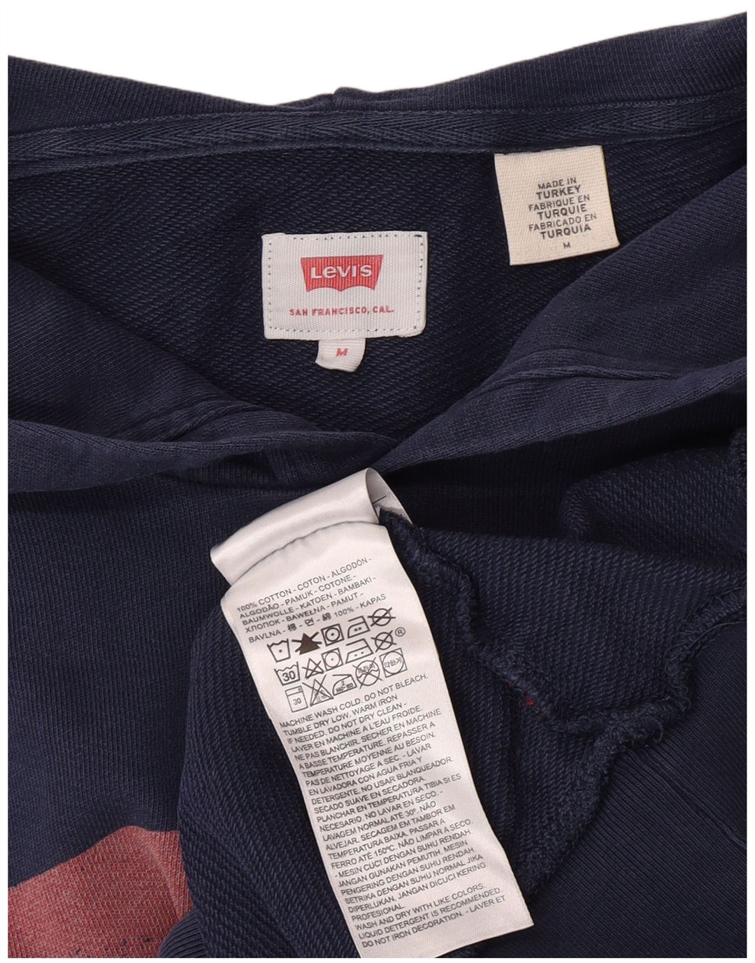 Pulover Levi's pentru bărbați cu capota cu grafică, bumbac, albastru bleumarin mediu