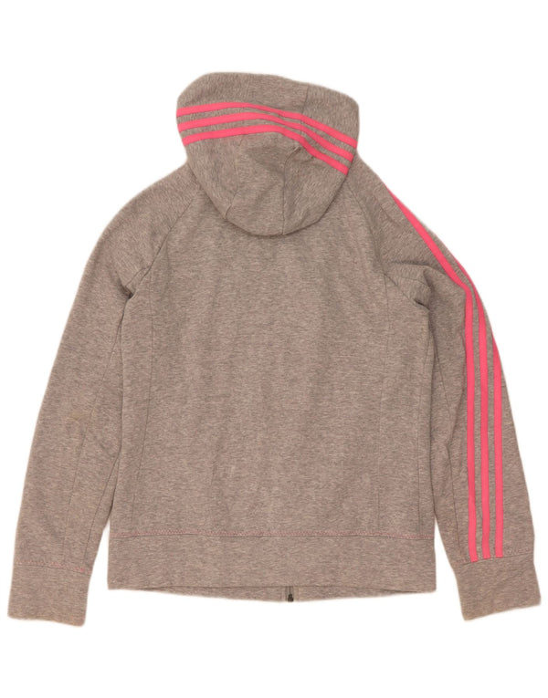 Pulover cu capota cu fermoar Adidas pentru femei Marea Britanie 12/14, bumbac cu pete gri mediu