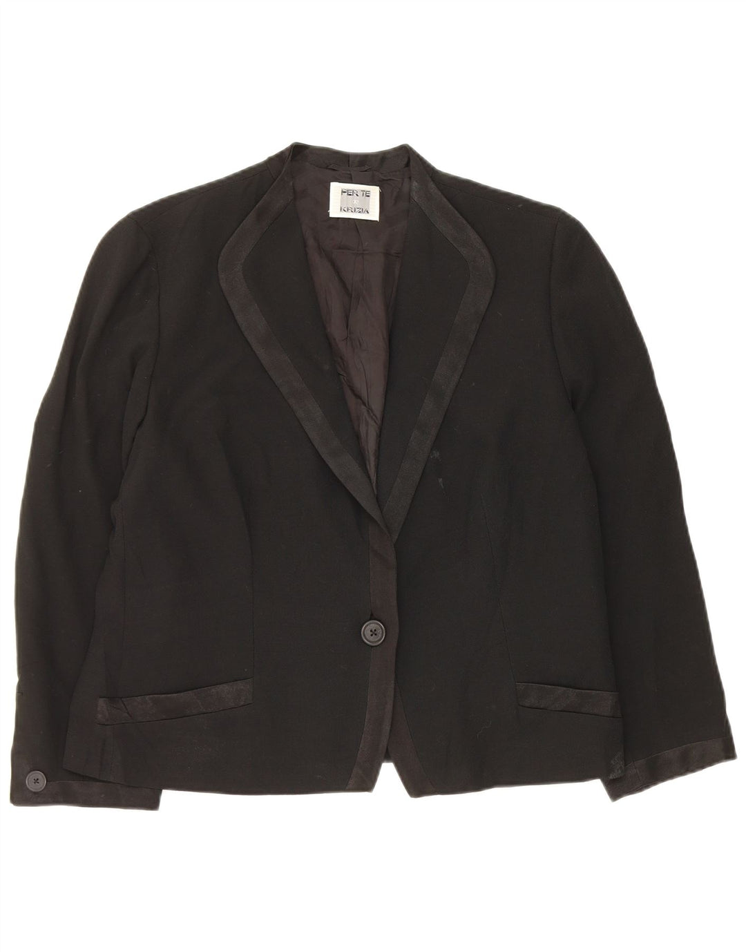 Sacou blazer pentru femei Perte by Krizia, cu 1 nasture, UK 16, mare, negru, acetat