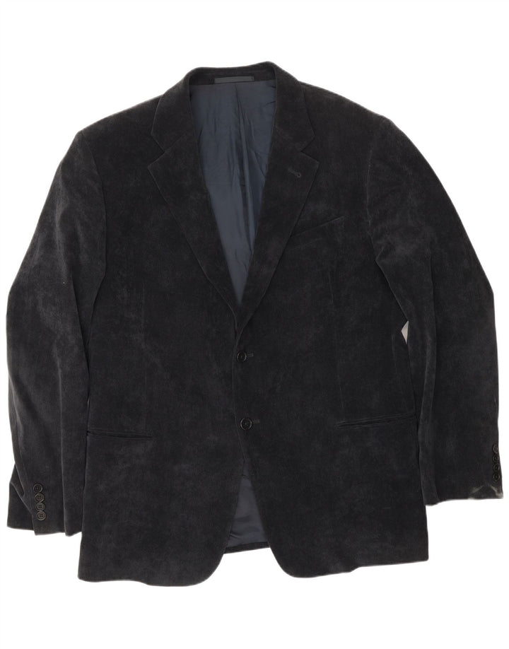 Armani Collezioni Jachetă pentru bărbați din velur cu 2 nasturi IT 58 3XL Bleumarin
