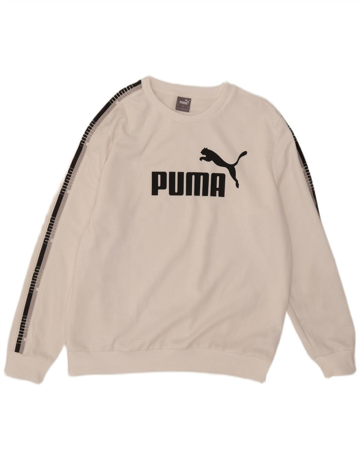 Pulover grafic pentru bărbați Puma Pulover mare, alb, poliester