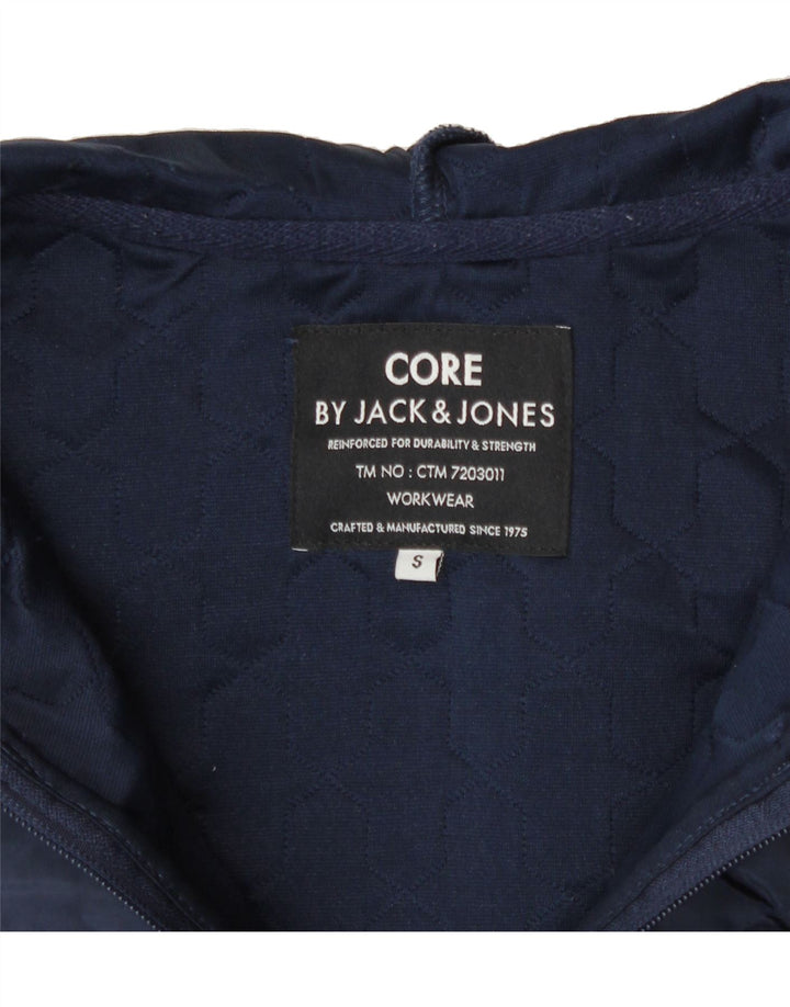JACK & JONES Mens Hooded Bomber Jacket UK 36 Small Navy Blue Polyester Vintage Jack & Jones and Second-Hand Jack & Jones from Messina Hembry 