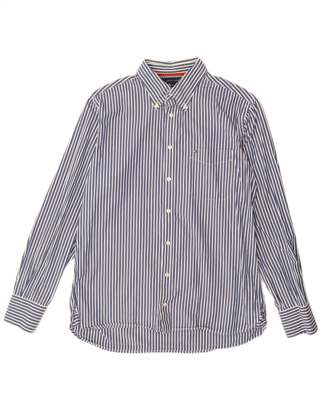 Cămașă Tommy Hilfiger pentru bărbați, bumbac cu dungi albastre medii