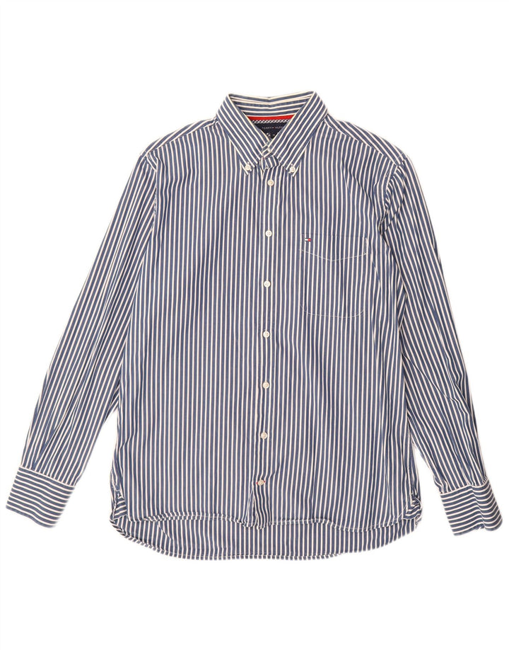 Cămașă Tommy Hilfiger pentru bărbați, bumbac cu dungi albastre medii