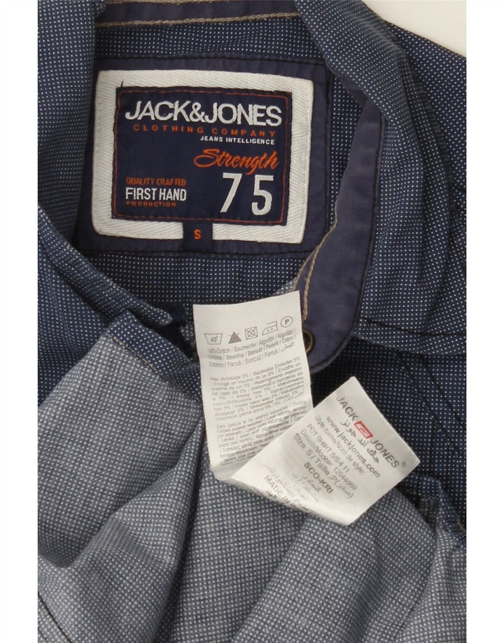 JACK & JONES Mens Graphic Short Sleeve Shirt Small Navy Blue Spotted Vintage Jack & Jones and Second-Hand Jack & Jones from Messina Hembry 