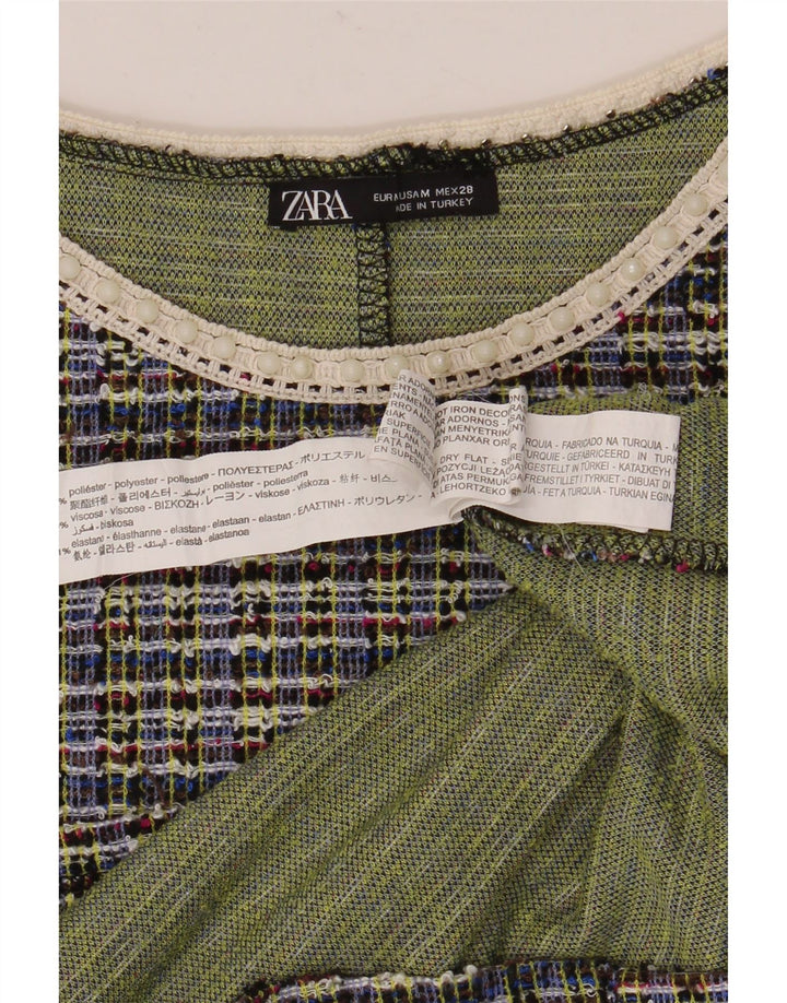 Tricou Crop pentru femei Zara UK 12 Poliester caros mediu multicolor