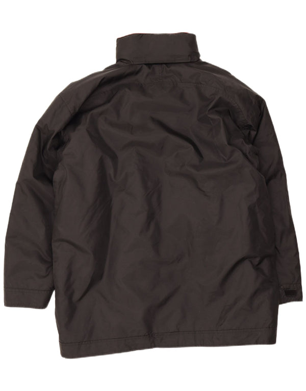 Vintage Mens Hooded Windbreaker Coat UK 42 XL Black Nylon