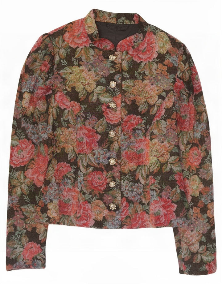 Jachetă Blazer Vintage pentru femei cu 7 nasturi UK 12 Medium Multicolor Floral