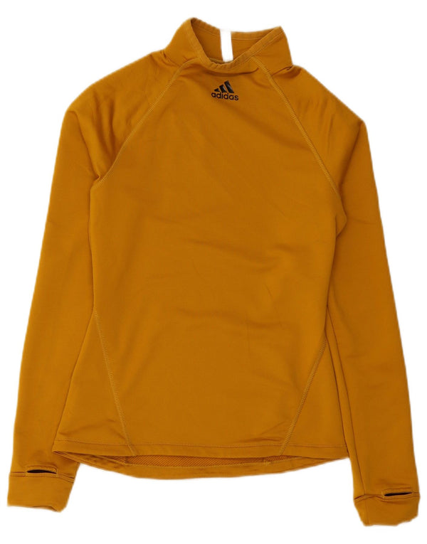 Adidas Womens Top Long Sleeve UK 8/10 Small Yellow Polyester