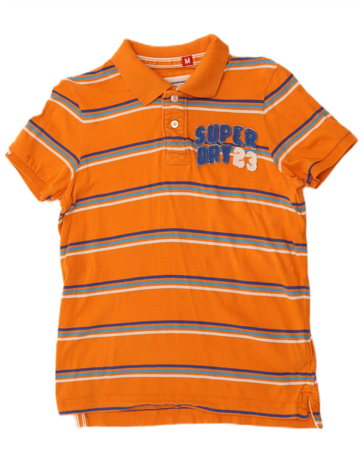 Tricou polo grafic pentru bărbați Superdry, bumbac cu dungi portocaliu mediu