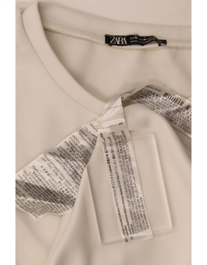 Rochie tricou geometrică pentru femei Zara UK 12 Poliester alb mediu