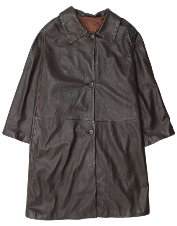 Conbipel Womens Oversized Leather Coat IT 48 XL Brown Leather