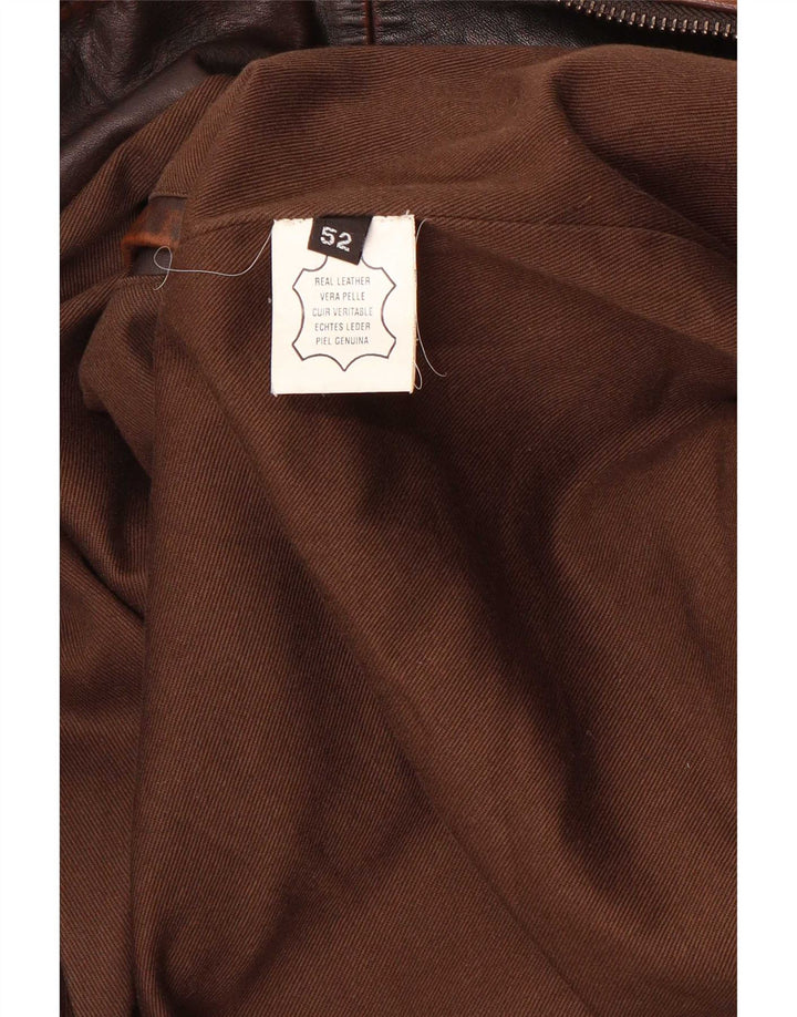 Jachetă din piele vintage pentru bărbați IT 52 Large Brown