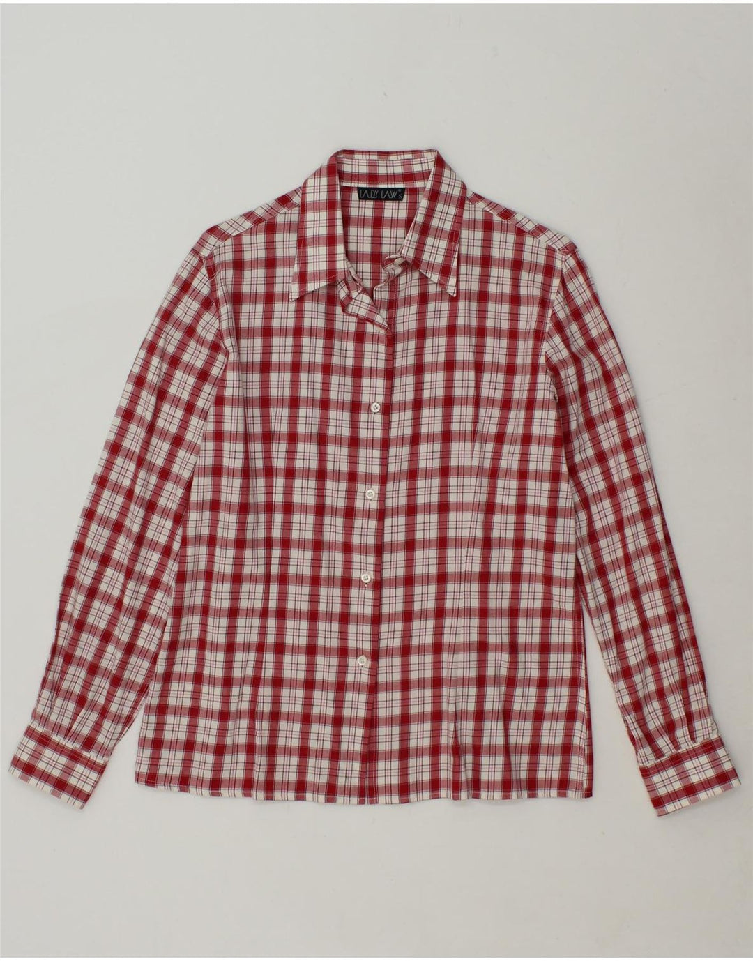 VINTAGE Womens Shirt UK 10 Small Red Check Cotton Vintage Vintage and Second-Hand Vintage from Messina Hembry 