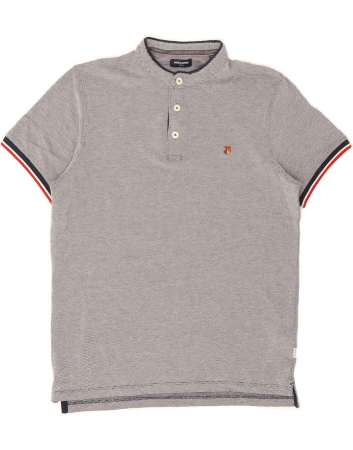 JACK & JONES Mens Polo Shirt Medium Grey Spotted Cotton Vintage Jack & Jones and Second-Hand Jack & Jones from Messina Hembry 