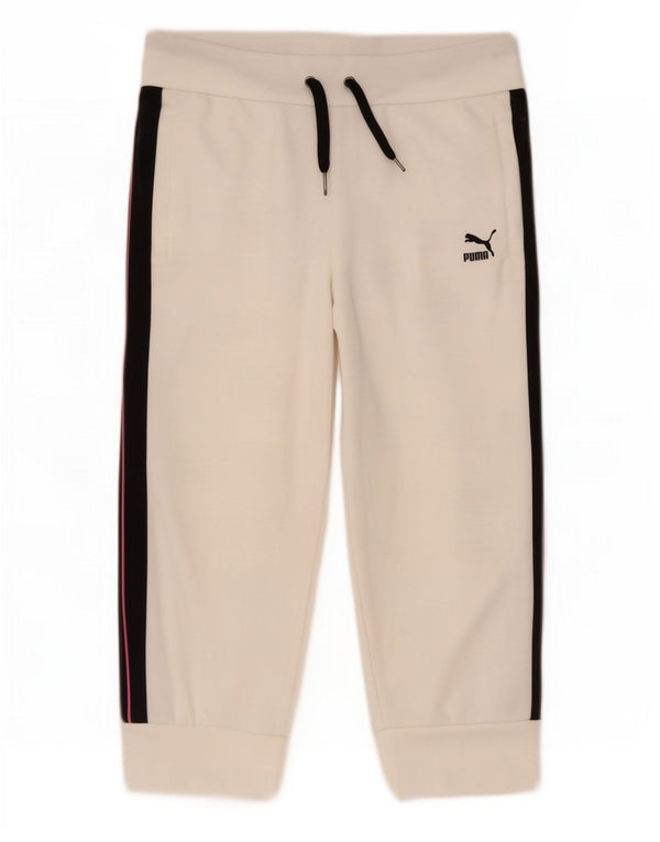Pantaloni de trening Capri pentru femei Puma Pantaloni de jogging UK 10 Small White Colorblock