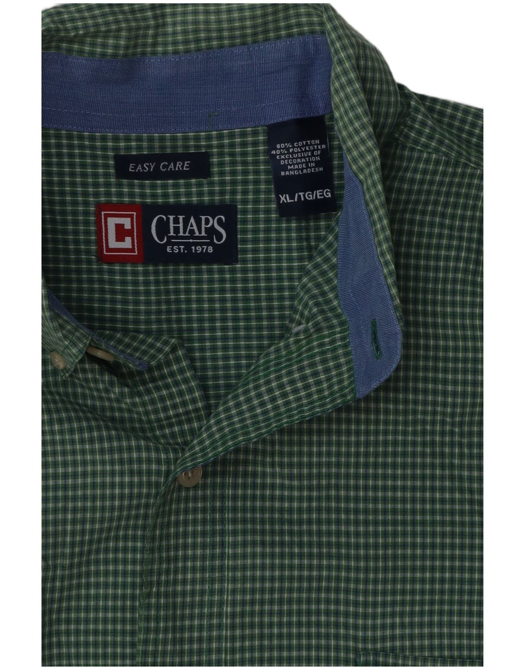 Cămașă pentru bărbați Chaps Easy Care XL, bumbac verde cu carouri