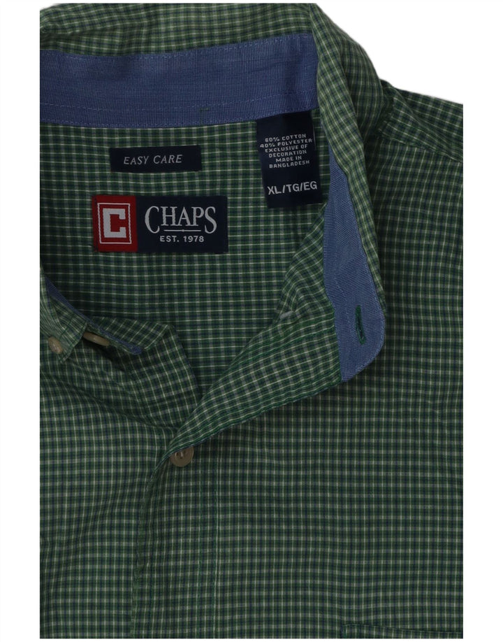 Cămașă pentru bărbați Chaps Easy Care XL, bumbac verde cu carouri