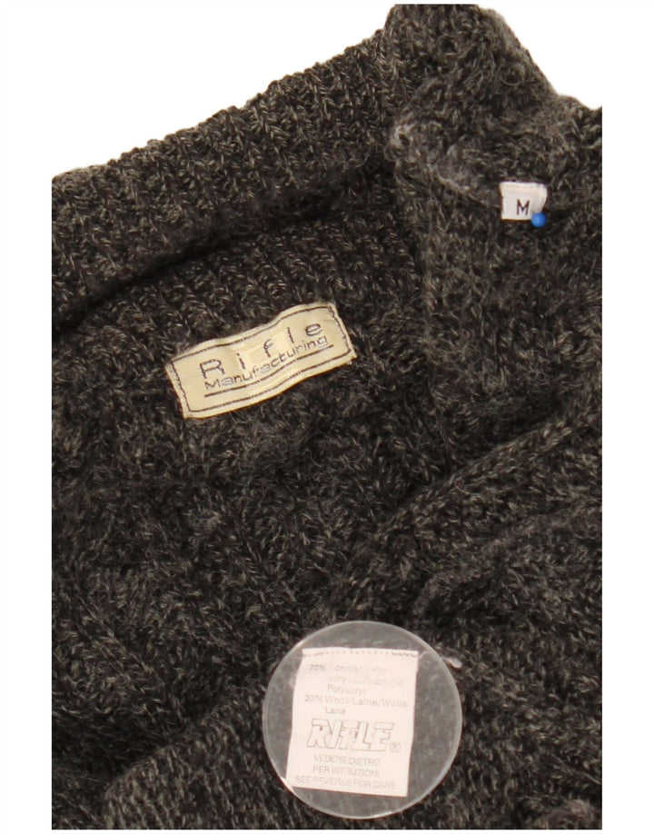 Pulover pentru bărbați Rifle cu gât roșu, gri mediu acrilic