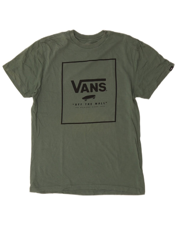 Tricou grafic personalizat Vans pentru bărbați Top din bumbac verde mediu
