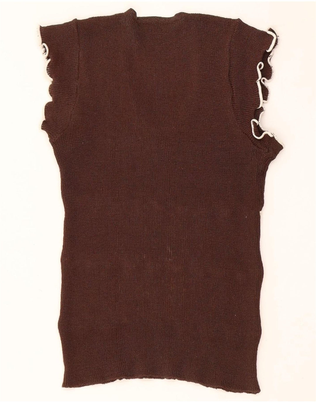 Vintage Womens Vest Tank Top UK 8 Small Brown Colorblock