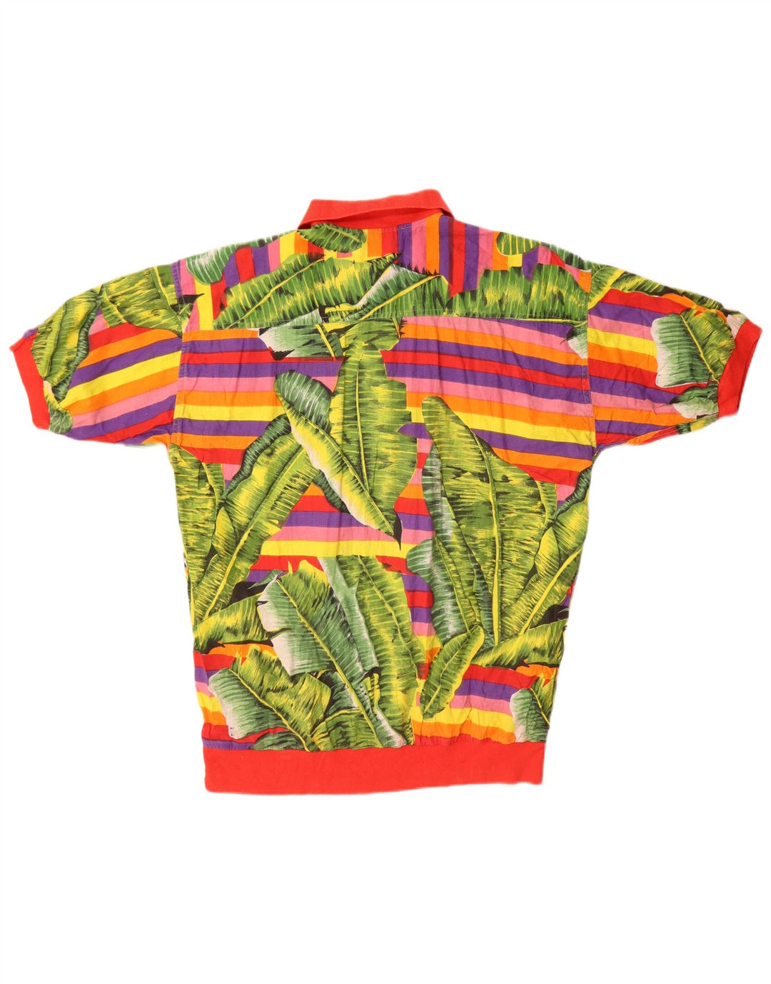 VINTAGE Cămașă cu mânecă scurtă pentru bărbați XL, multicoloră, cu flori tropicale