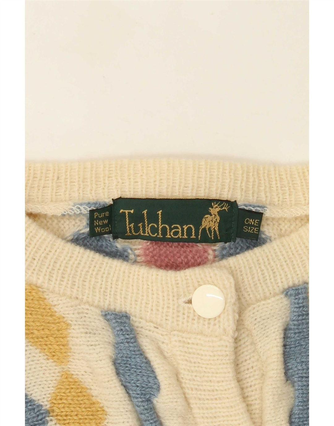 Pulover cardigan pentru femei Tulchan, mărime unica, bej, lână nouă argyle/diamond