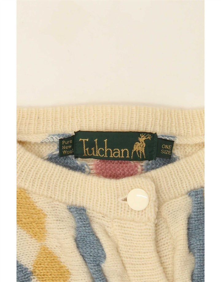 Pulover cardigan pentru femei Tulchan, mărime unica, bej, lână nouă argyle/diamond