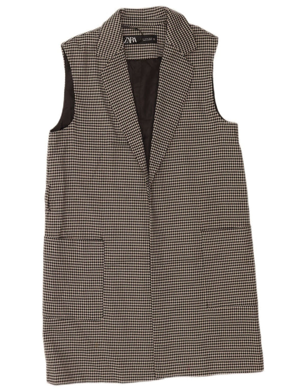 Jachetă blazer fără mâneci pentru femei Zara UK 6 XS Negru Houndstooth