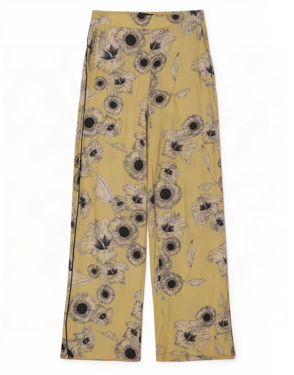 Pantaloni casual pentru femei cu picioare largi Zara Mici L26 L32 Galben Floral