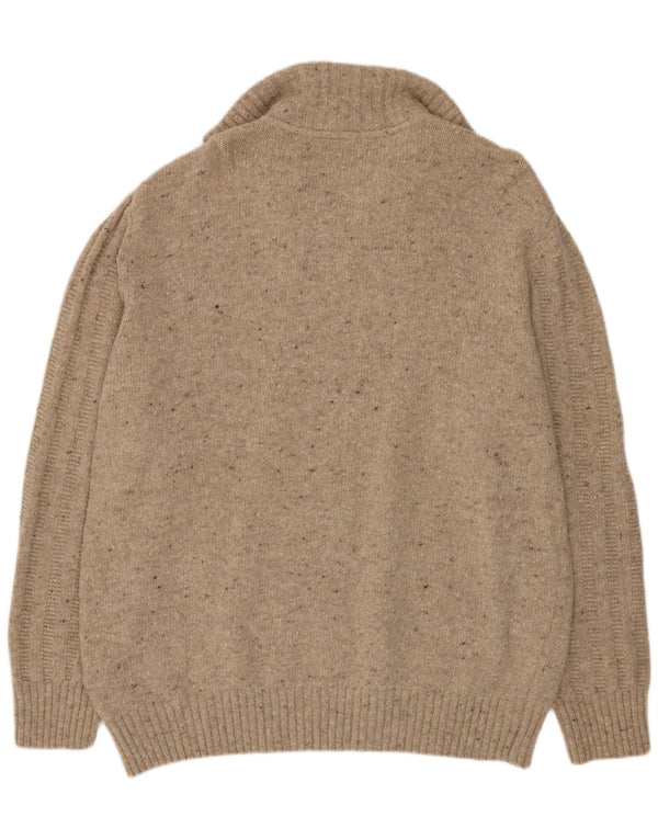 Pulover pentru bărbați Camel Active cu fermoar și gât, 2XL, bej, lână cu pete